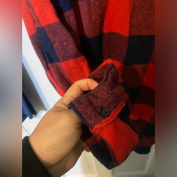 Aerie Lumberjane Flannel Button Down Shirt in Holiday Red - Picture 4 of 6